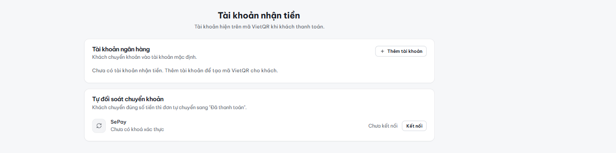 Tài khoản nhận tiền