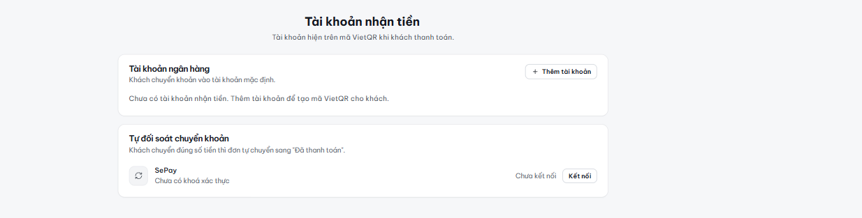 Tài khoản nhận tiền